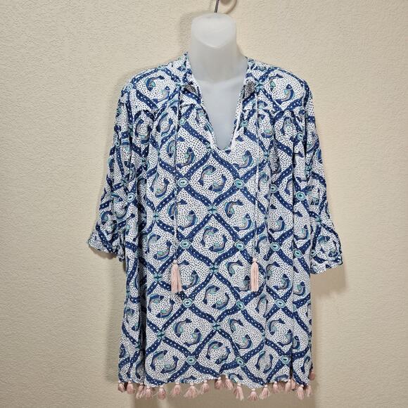 Roller Rabbit Women S Djerba Mabuel Serafina Tunic Coverup Mini Dress Resortwear - Picture 1 of 12